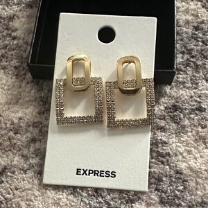 Express Gold and Silver Square Earrings